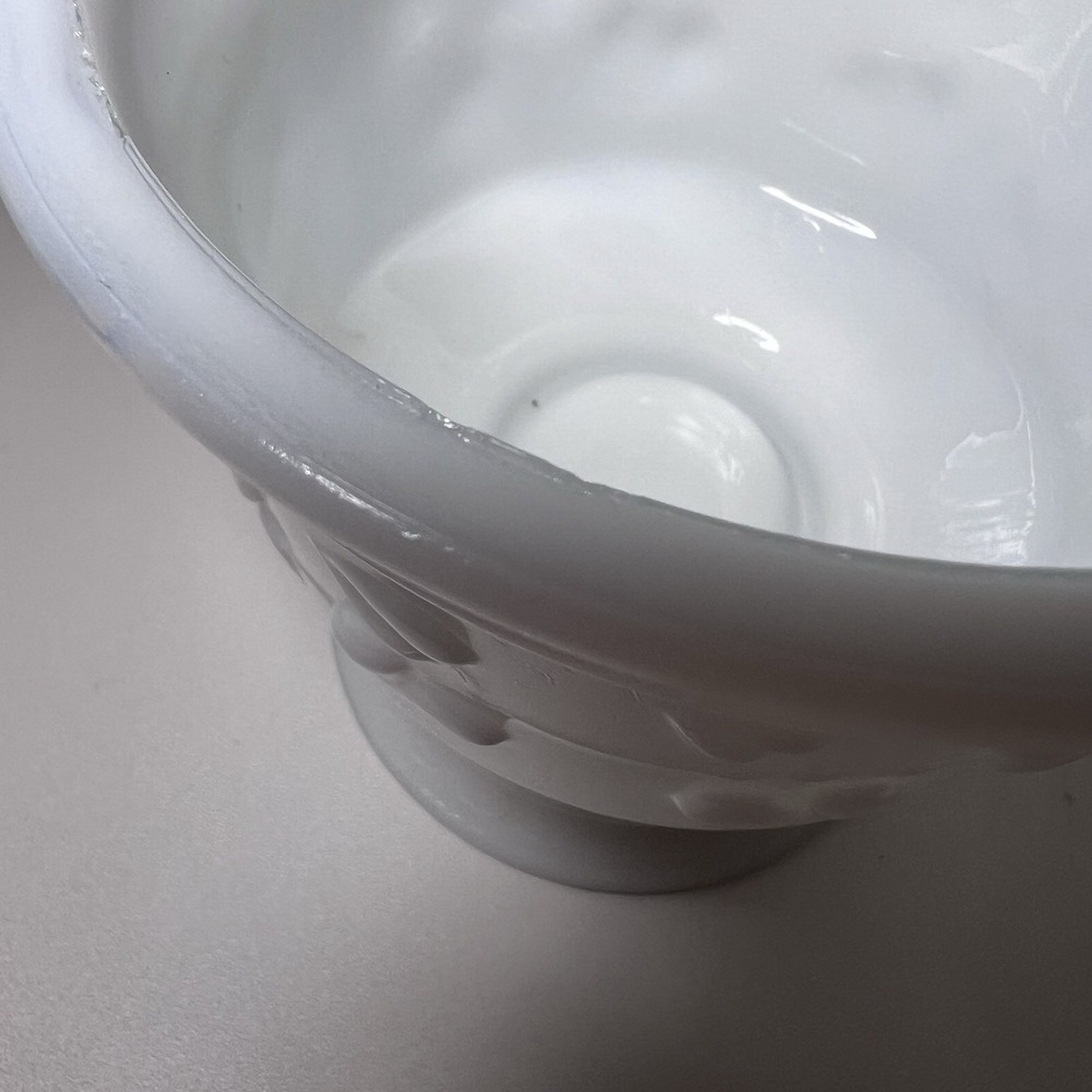 2-Vtg 1970s White Milk Glass Vase/Planter Ivy Vine Ribbed Pedestal - Picture 2 of 7
